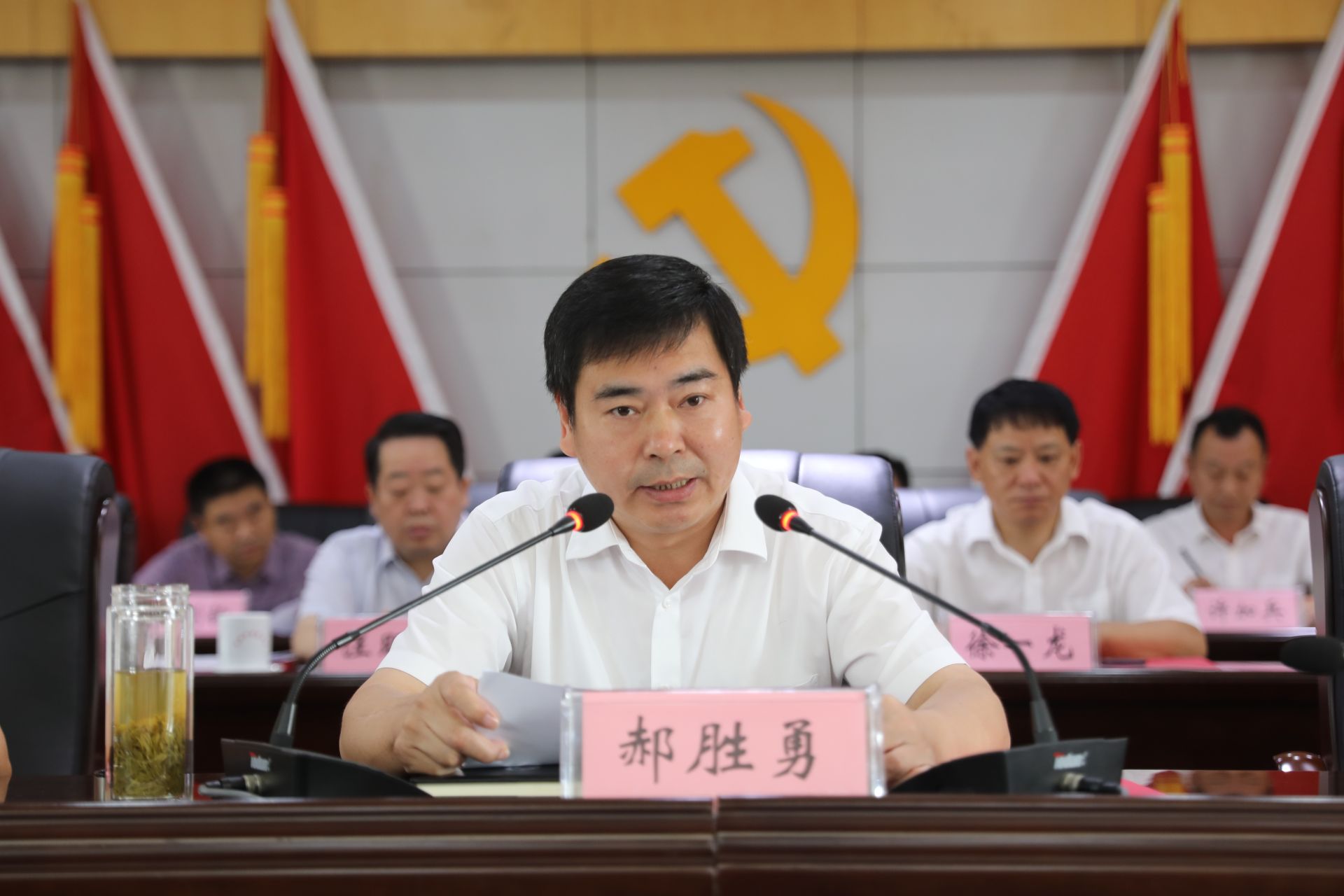 黄石市委常委,大冶市委书记郝胜勇主持会议并讲话,强调全市上下要坚定